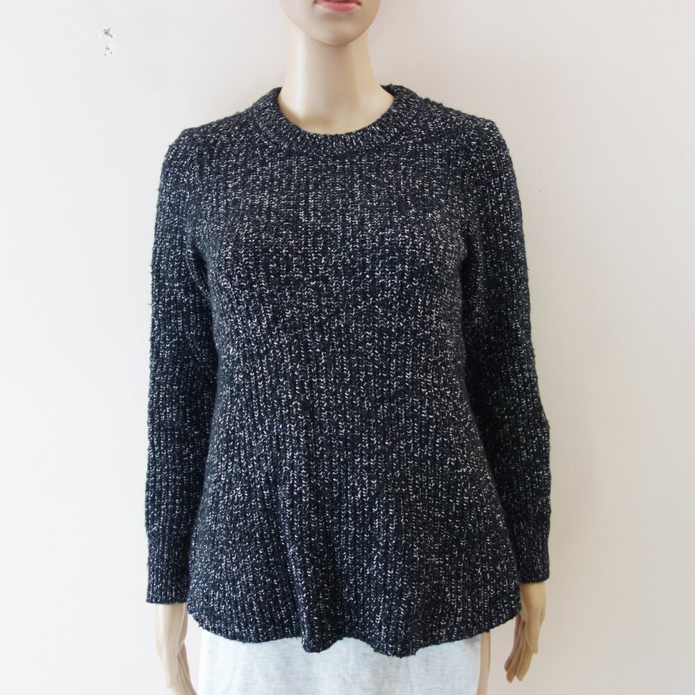 Athleta Sierra Black & White Wool Blend Crew Sweater - Size M
